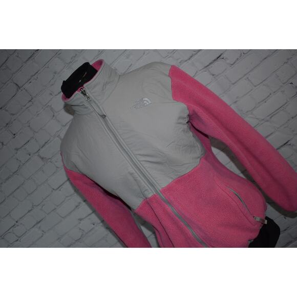 The North Face Fleece Jacket Girls Kids Size XL Full Zip Pink Gray Polyester - Picture 1 of 11